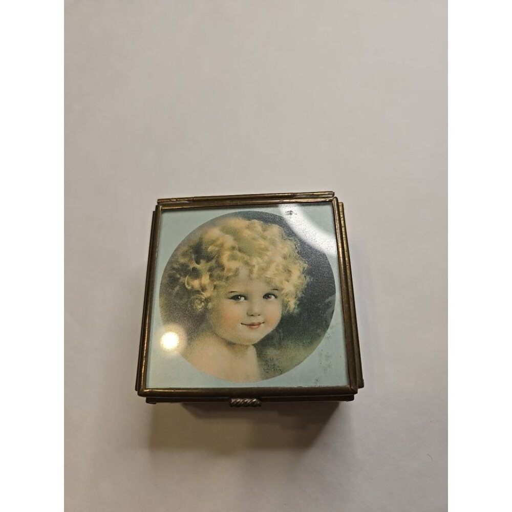 Vintage Bessie Pease Gutmann Brass & Glass Trinket Box‎ With Victorian Design